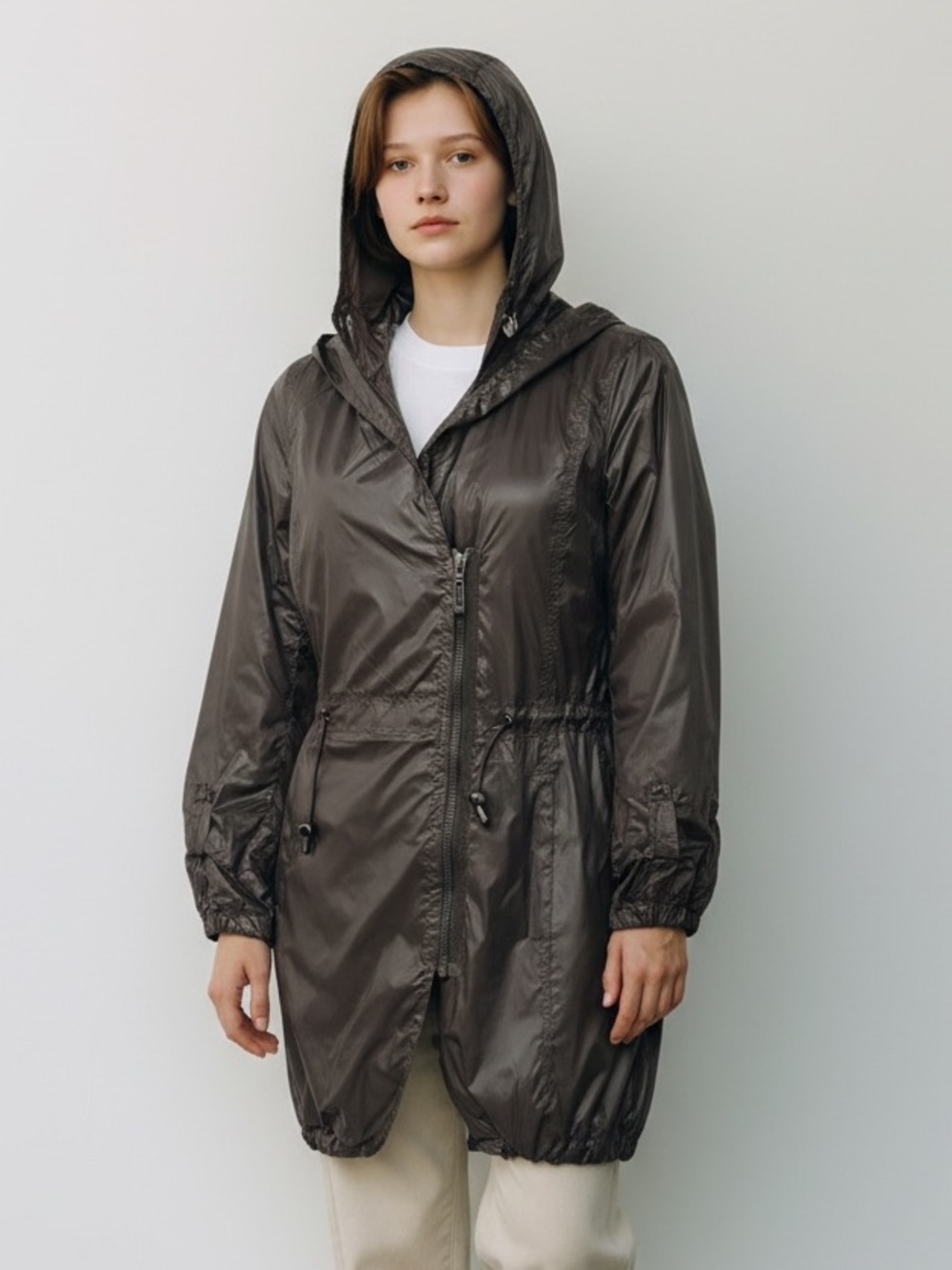 Soia & Kyo Hooded Utility Lightweight Jacket Brown
